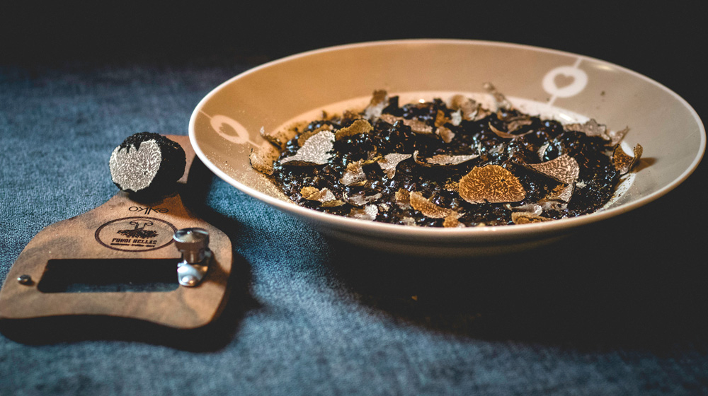 Lentils with wild mushrroms and fresh truffle